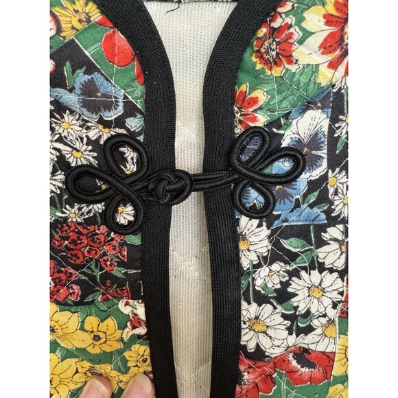 Vintage Quilted Jacket Women  Kimono HandMade Small Patchwork Print Floral - Picture 6 of 10